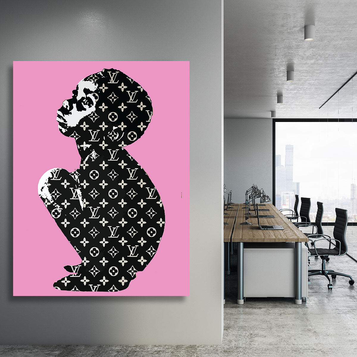 Banksy Louis Vuitton Kid Pink Canvas Print or Poster - Canvas Art Rocks - 3