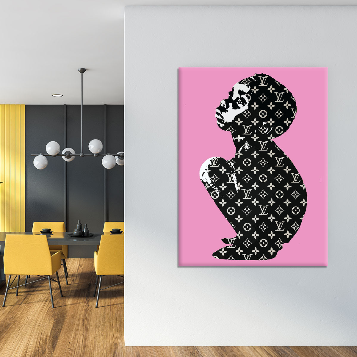 Banksy Louis Vuitton Kid Pink Canvas Print or Poster - Canvas Art Rocks - 4