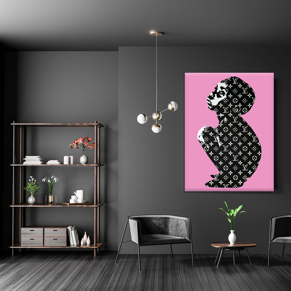 Banksy Louis Vuitton Kid Pink Canvas Print or Poster - Canvas Art Rocks - 5