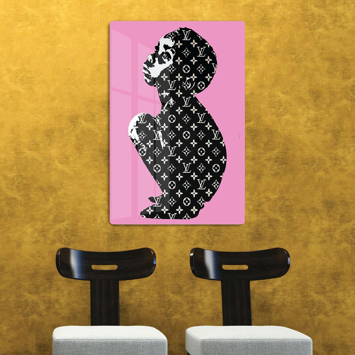Banksy Louis Vuitton Kid Pink Acrylic Block - Canvas Art Rocks - 2