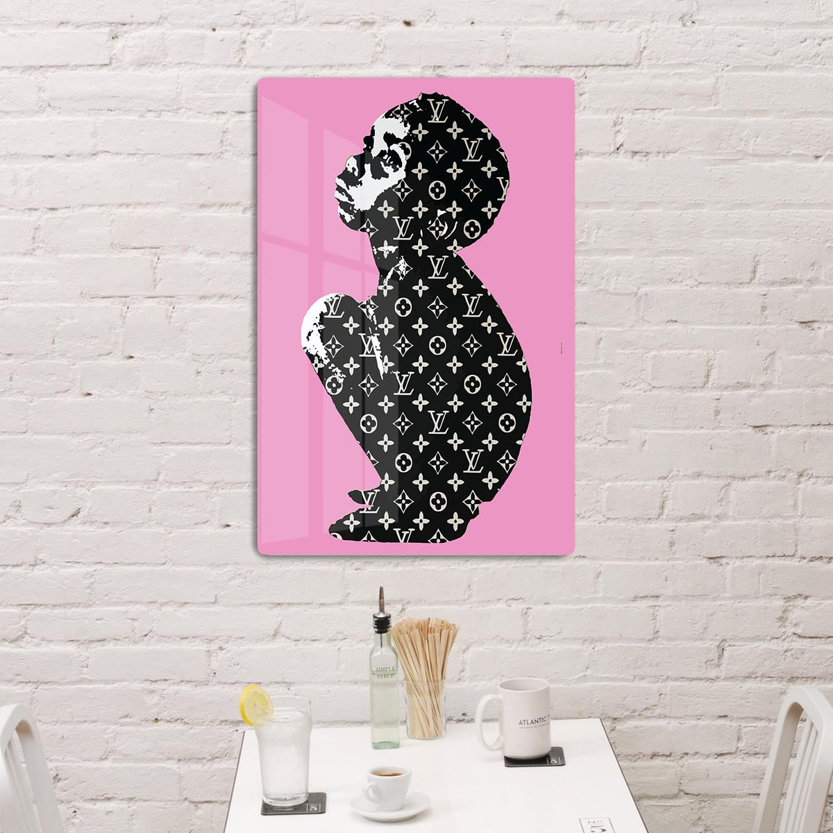 Banksy Louis Vuitton Kid Pink Acrylic Block - Canvas Art Rocks - 3