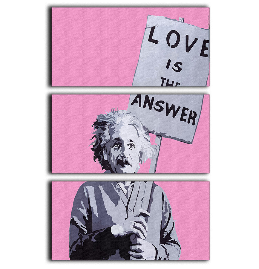 Banksy Love Is The Answer Pink 3 Split Panel Canvas Print - Canvas Art Rocks - 1