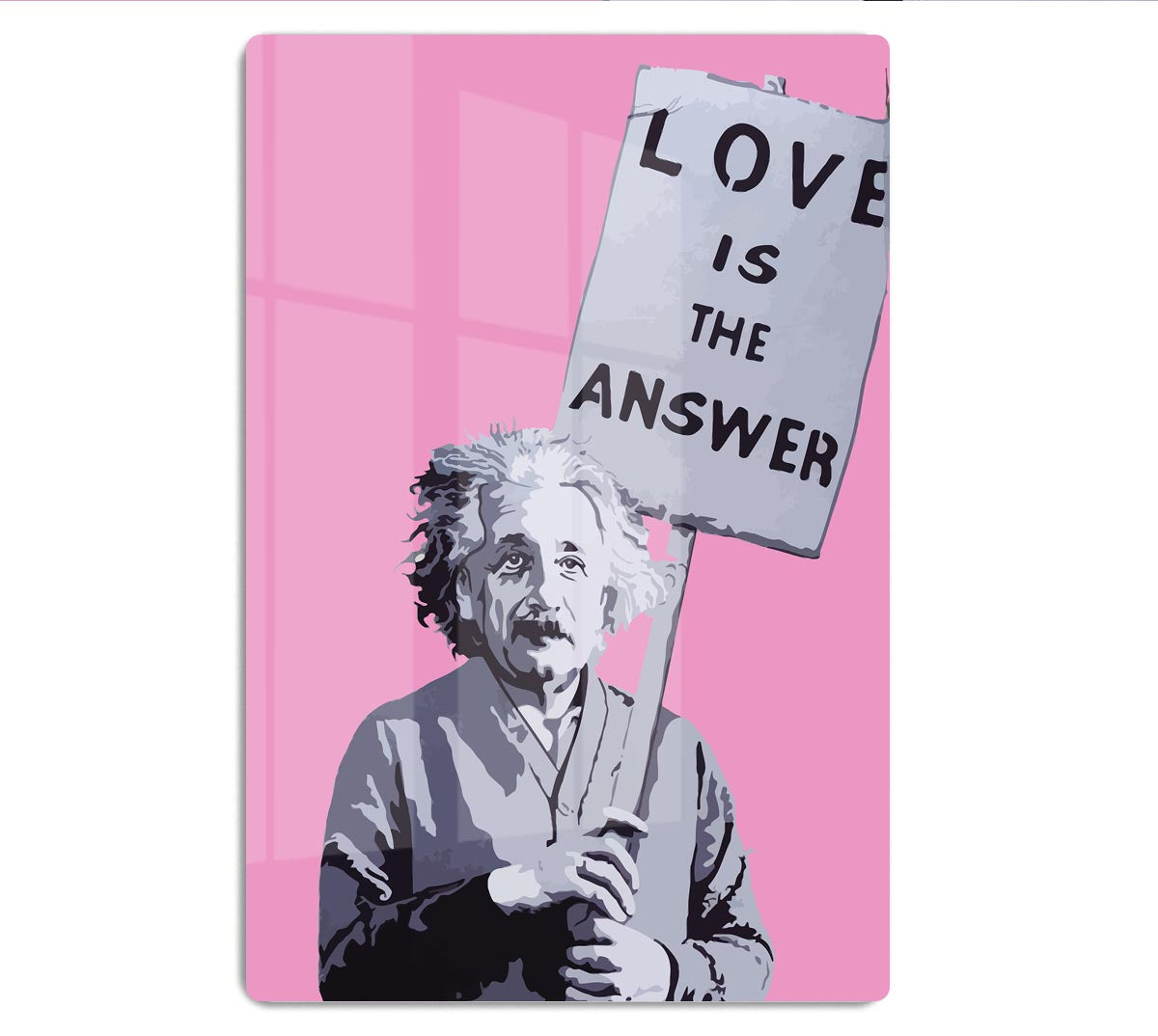 Banksy Love Is The Answer Pink Acrylic Block - Canvas Art Rocks - 1