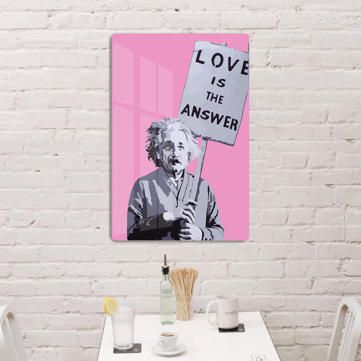 Banksy Love Is The Answer Pink Acrylic Block - Canvas Art Rocks - 3