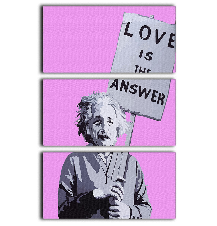 Banksy Love Is The Answer Purple 3 Split Panel Canvas Print - Canvas Art Rocks - 1
