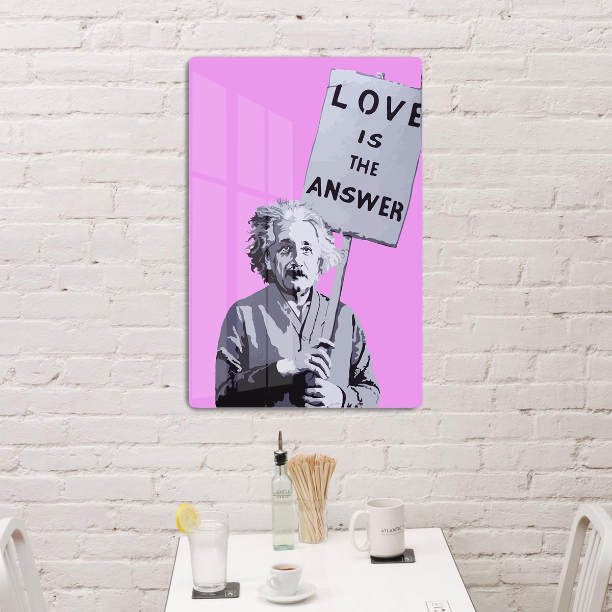 Banksy Love Is The Answer Purple Acrylic Block - Canvas Art Rocks - 3