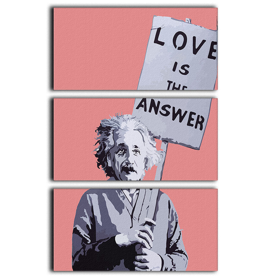 Banksy Love Is The Answer Red 3 Split Panel Canvas Print - Canvas Art Rocks - 1