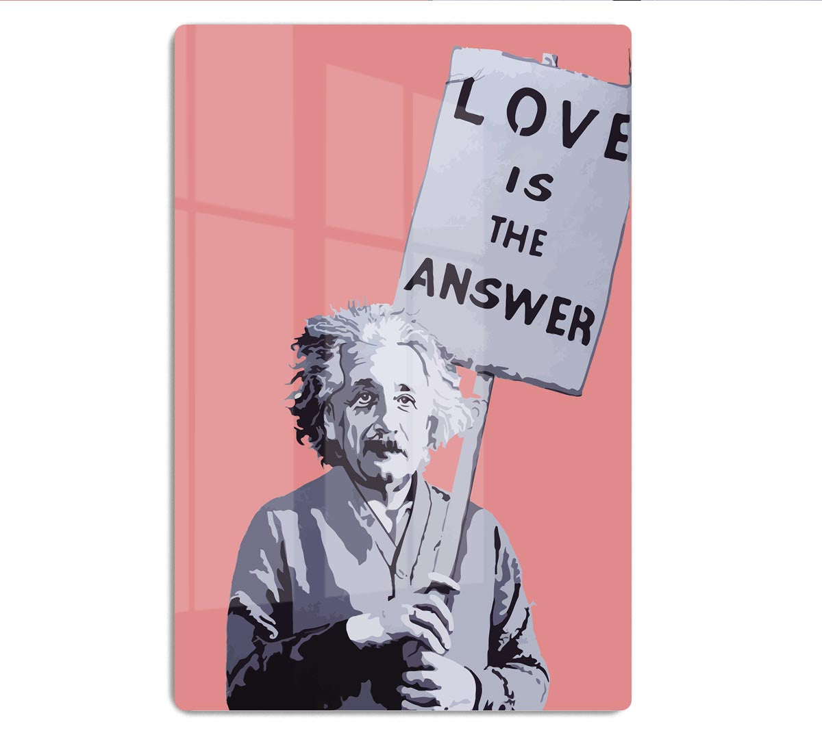 Banksy Love Is The Answer Red Acrylic Block - Canvas Art Rocks - 1