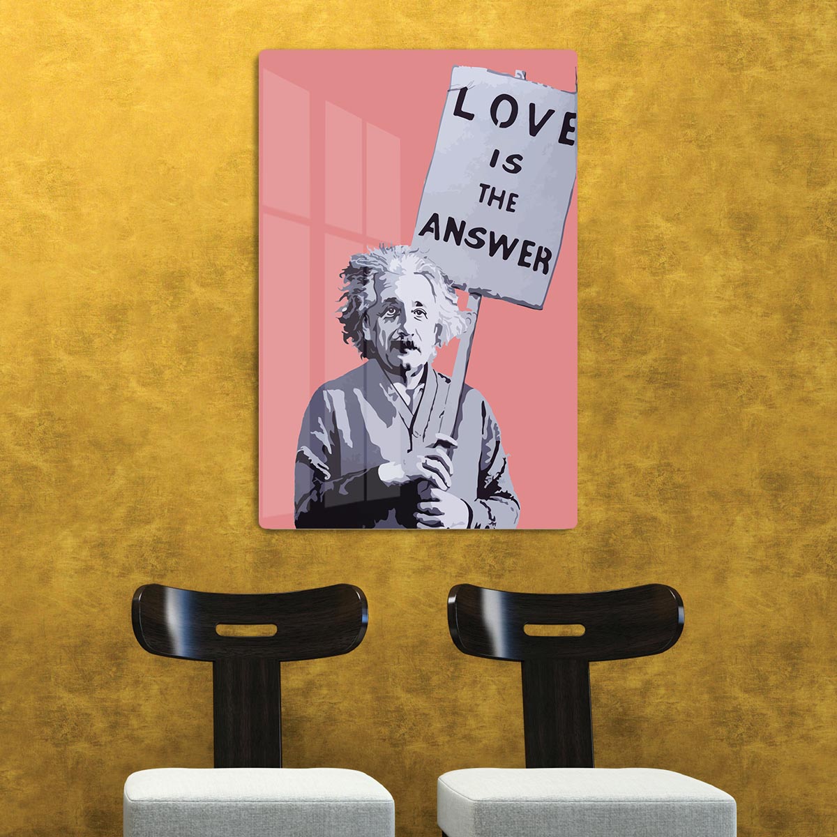 Banksy Love Is The Answer Red Acrylic Block - Canvas Art Rocks - 2