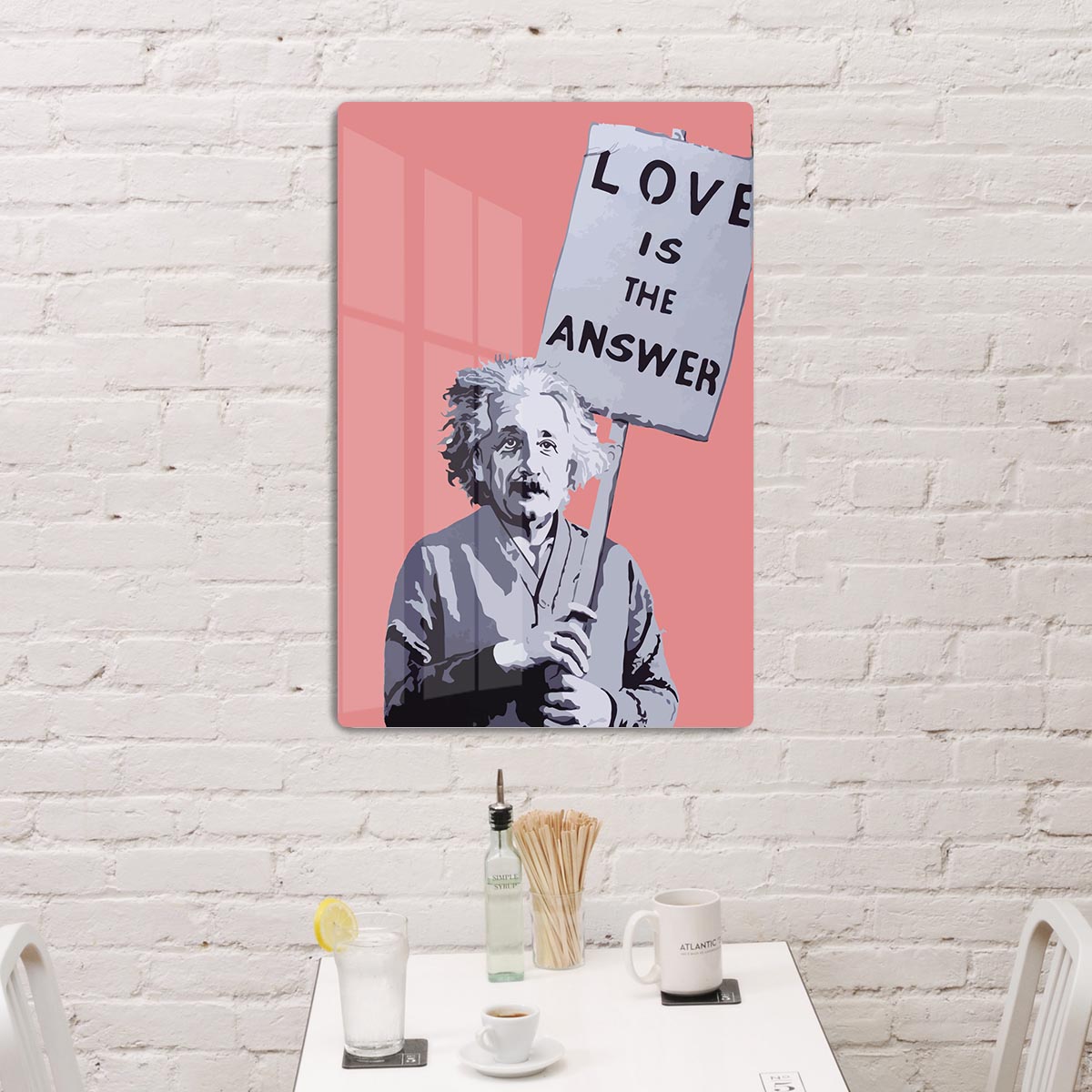 Banksy Love Is The Answer Red Acrylic Block - Canvas Art Rocks - 3