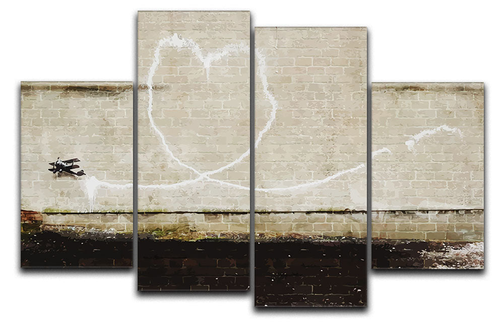 Banksy Love Plane London and Liverpool 4 Split Panel Canvas - Canvas Art Rocks - 1
