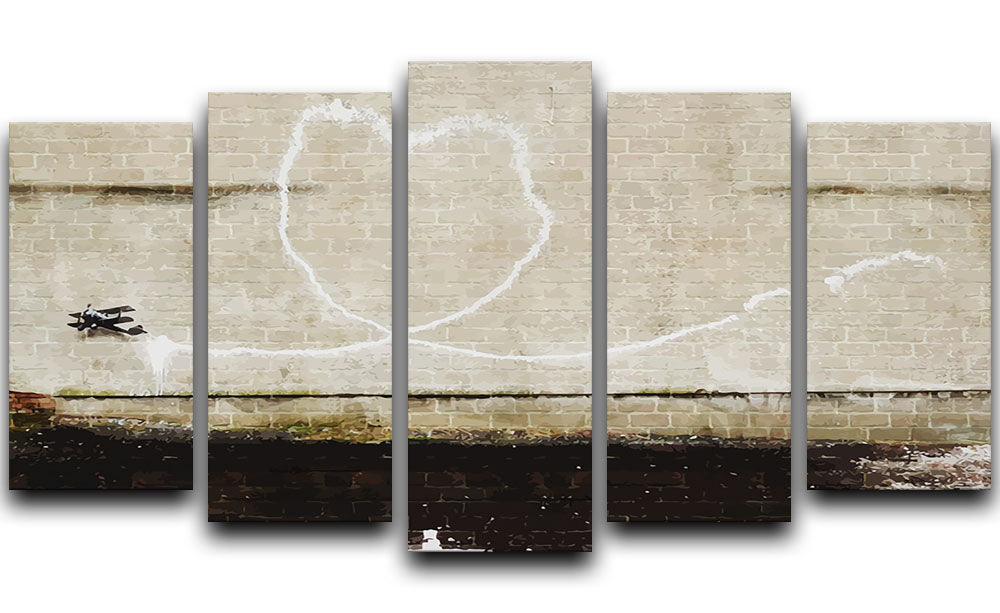Banksy Love Plane London and Liverpool 5 Split Panel Canvas - Canvas Art Rocks - 1