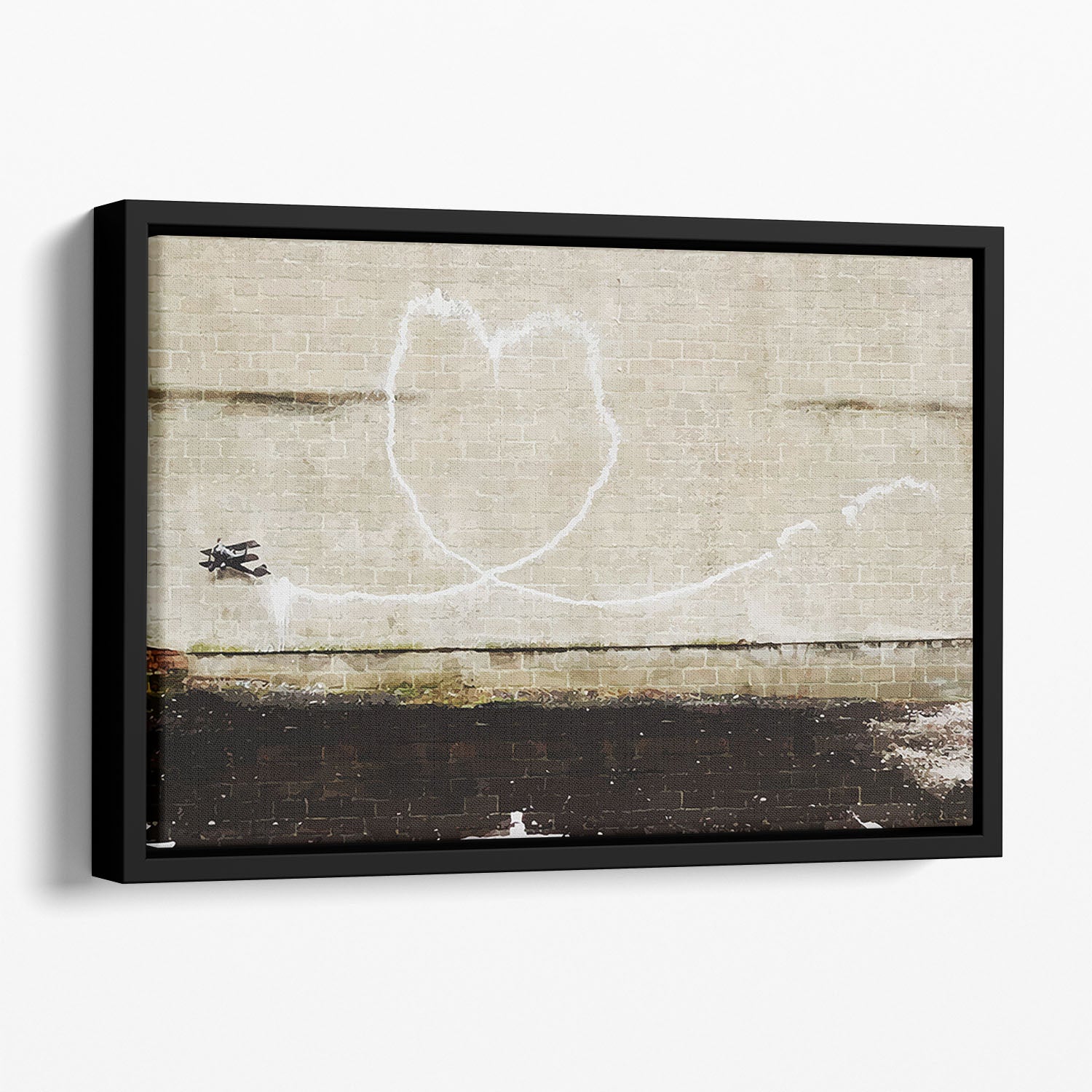 Banksy Love Plane London and Liverpool Floating Framed Canvas - Canvas Art Rocks - 1