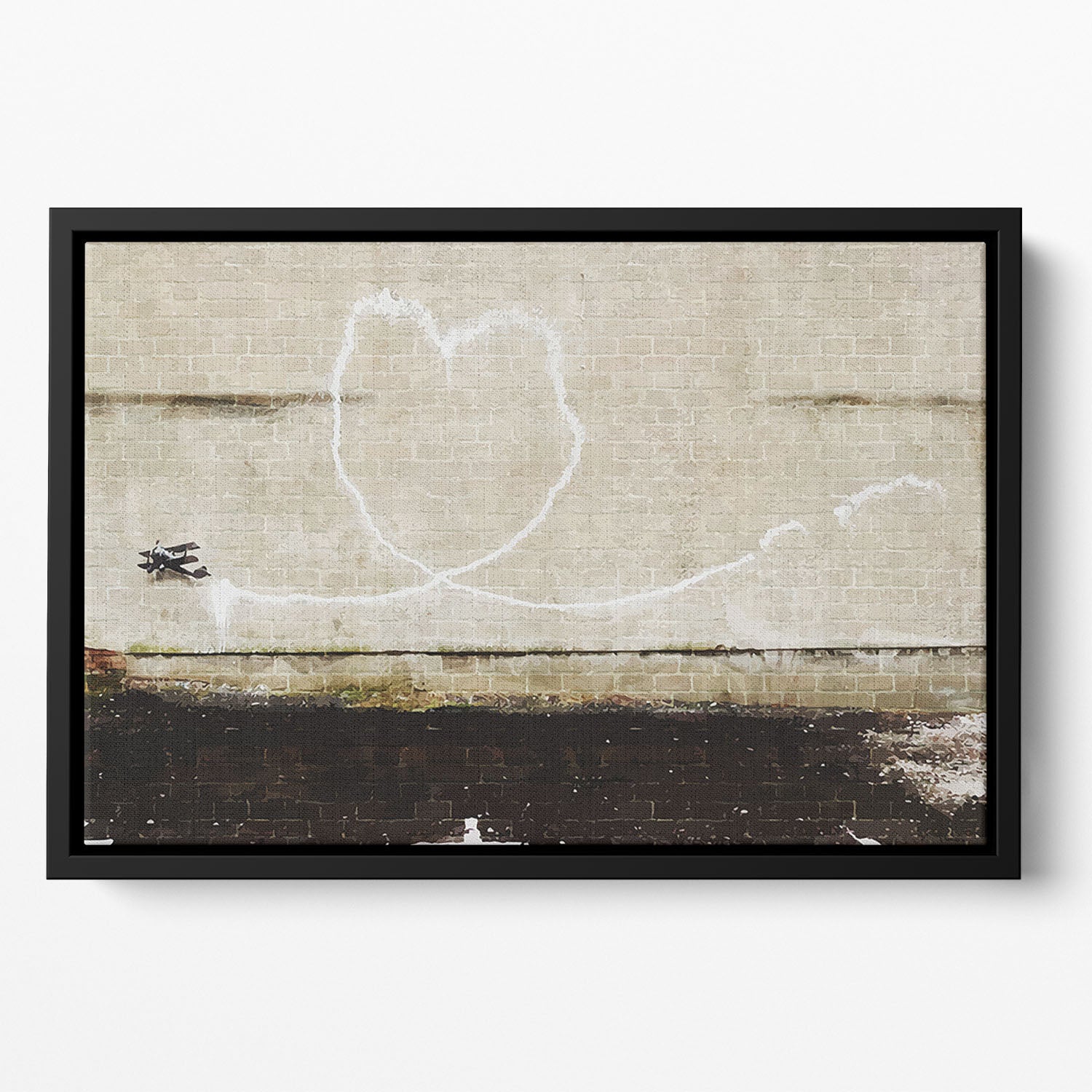 Banksy Love Plane London and Liverpool Floating Framed Canvas - Canvas Art Rocks - 2
