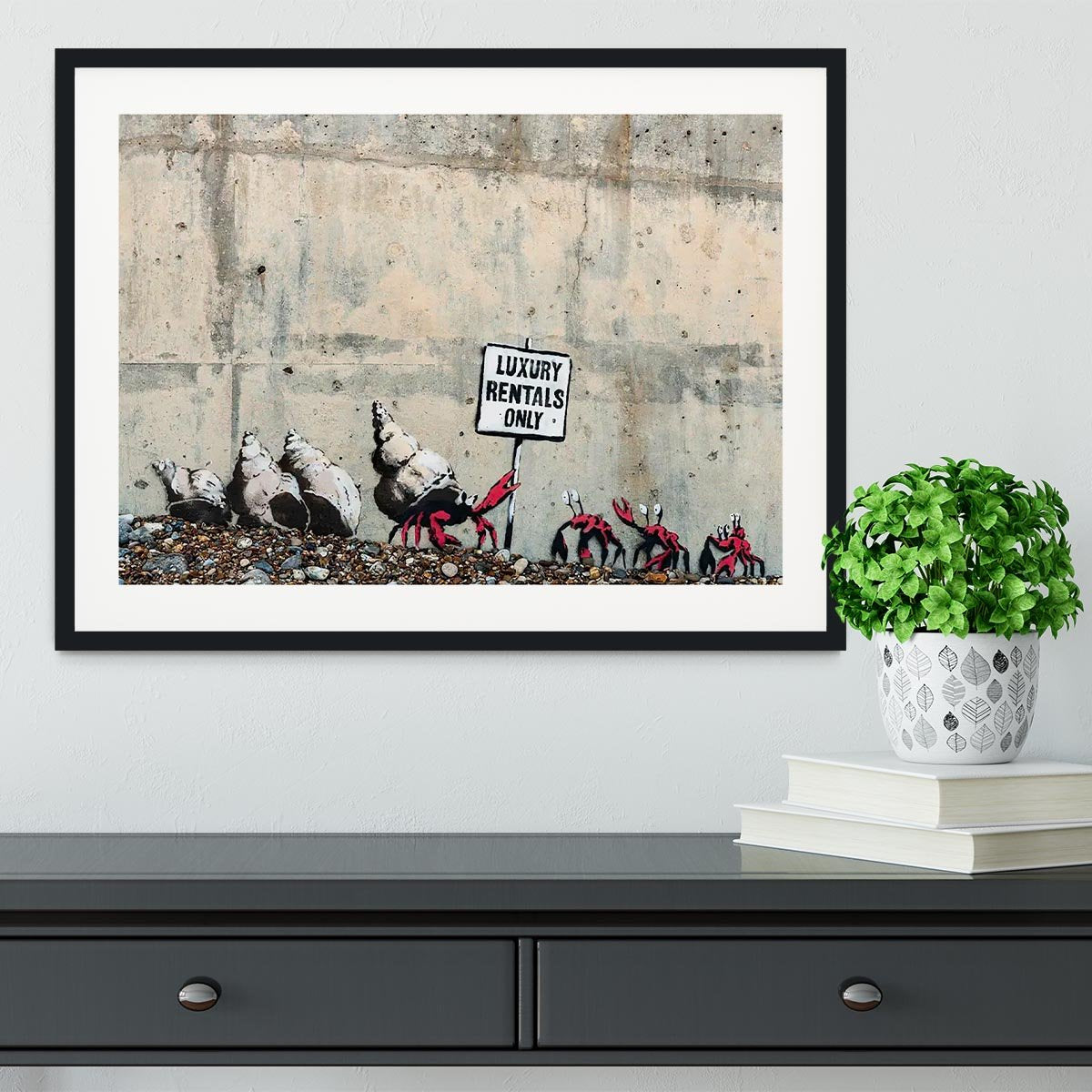 Banksy Luxury Rentals Only Framed Print - Canvas Art Rocks - 1