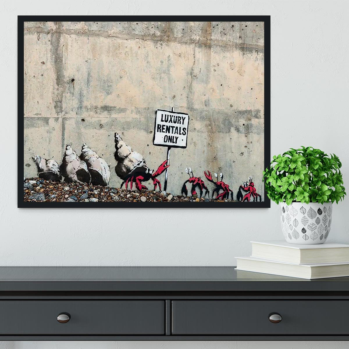 Banksy Luxury Rentals Only Framed Print - Canvas Art Rocks - 2