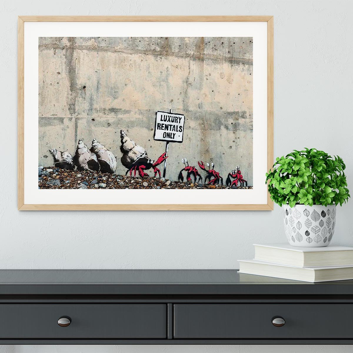 Banksy Luxury Rentals Only Framed Print - Canvas Art Rocks - 3