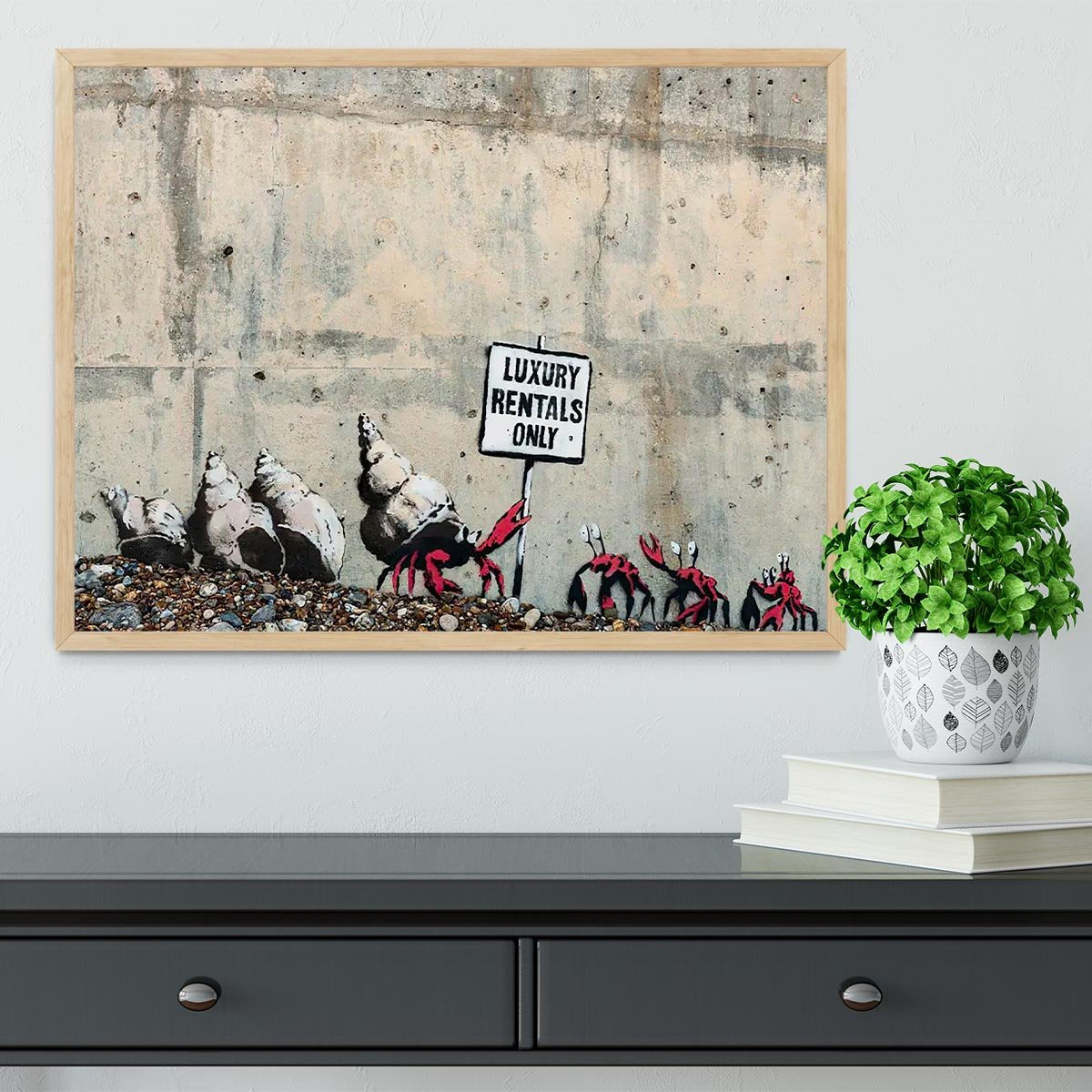 Banksy Luxury Rentals Only Framed Print - Canvas Art Rocks - 4