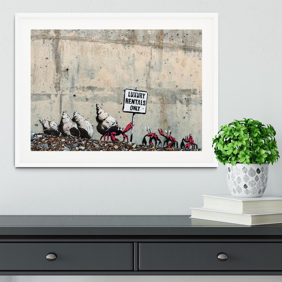 Banksy Luxury Rentals Only Framed Print - Canvas Art Rocks - 5