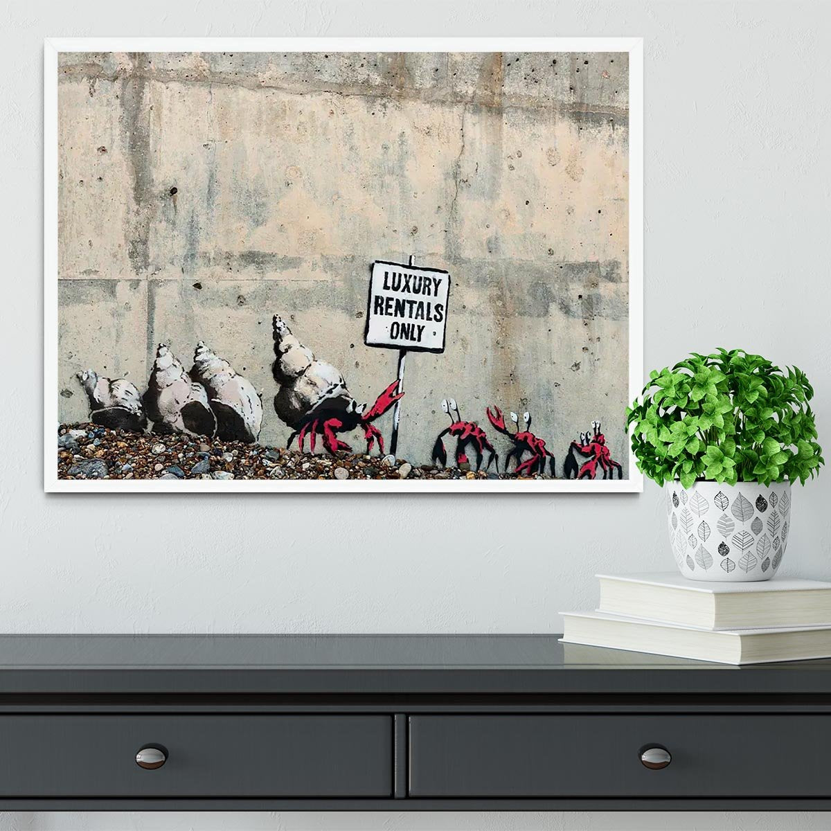 Banksy Luxury Rentals Only Framed Print - Canvas Art Rocks -6