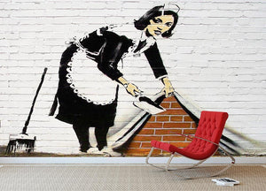 Banksy Maid Sweeping Under the Carpet Wall Mural Wallpaper - Canvas Art Rocks - 2