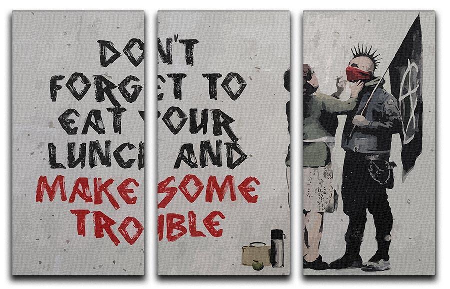 Banksy Make Some Trouble 3 Split Panel Canvas Print - Canvas Art Rocks - 4