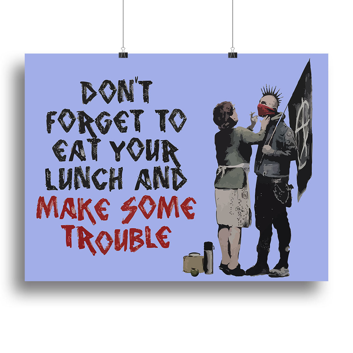 Banksy Make Some Trouble Blue Canvas Print or Poster - Canvas Art Rocks - 2