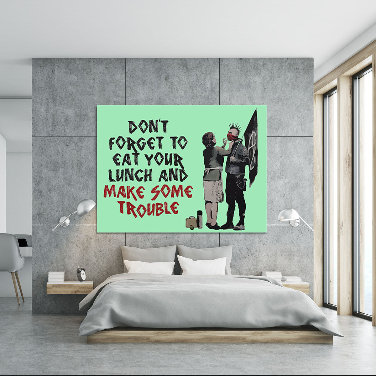 Banksy Make Some Trouble Green Canvas Print or Poster - Canvas Art Rocks - 5