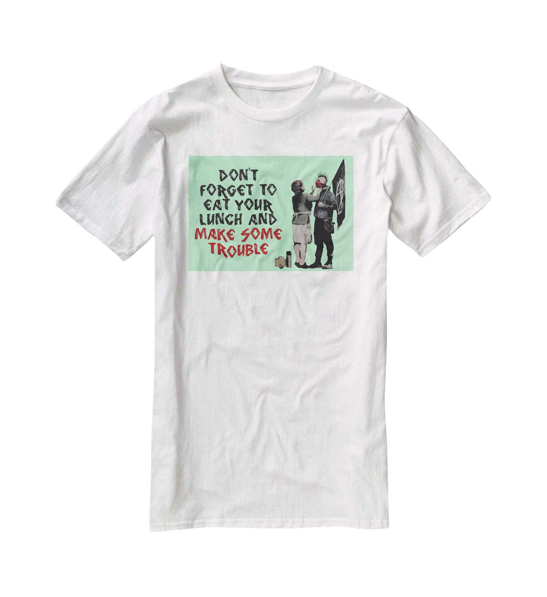 Banksy Make Some Trouble Green T-Shirt - Canvas Art Rocks - 5