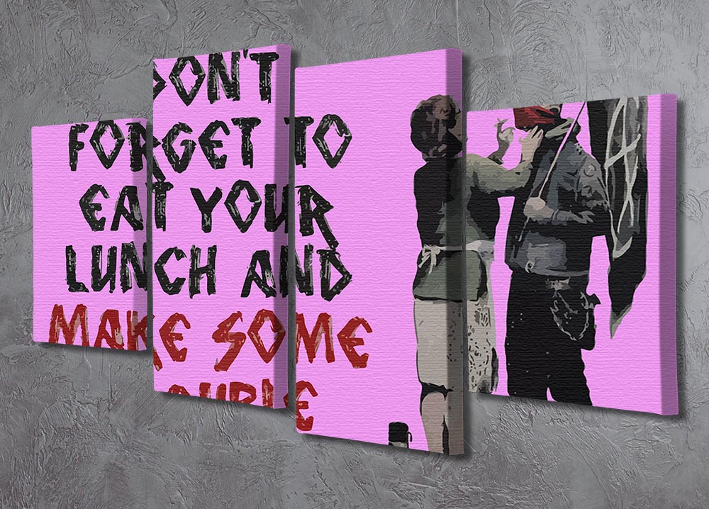 Banksy Make Some Trouble Purple 4 Split Panel Canvas - Canvas Art Rocks - 2