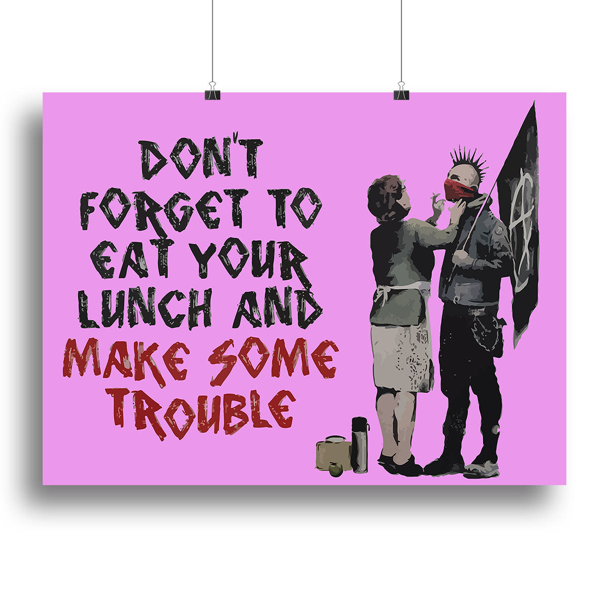 Banksy Make Some Trouble Purple Canvas Print or Poster - Canvas Art Rocks - 2