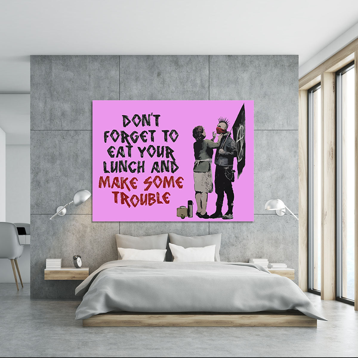 Banksy Make Some Trouble Purple Canvas Print or Poster - Canvas Art Rocks - 5