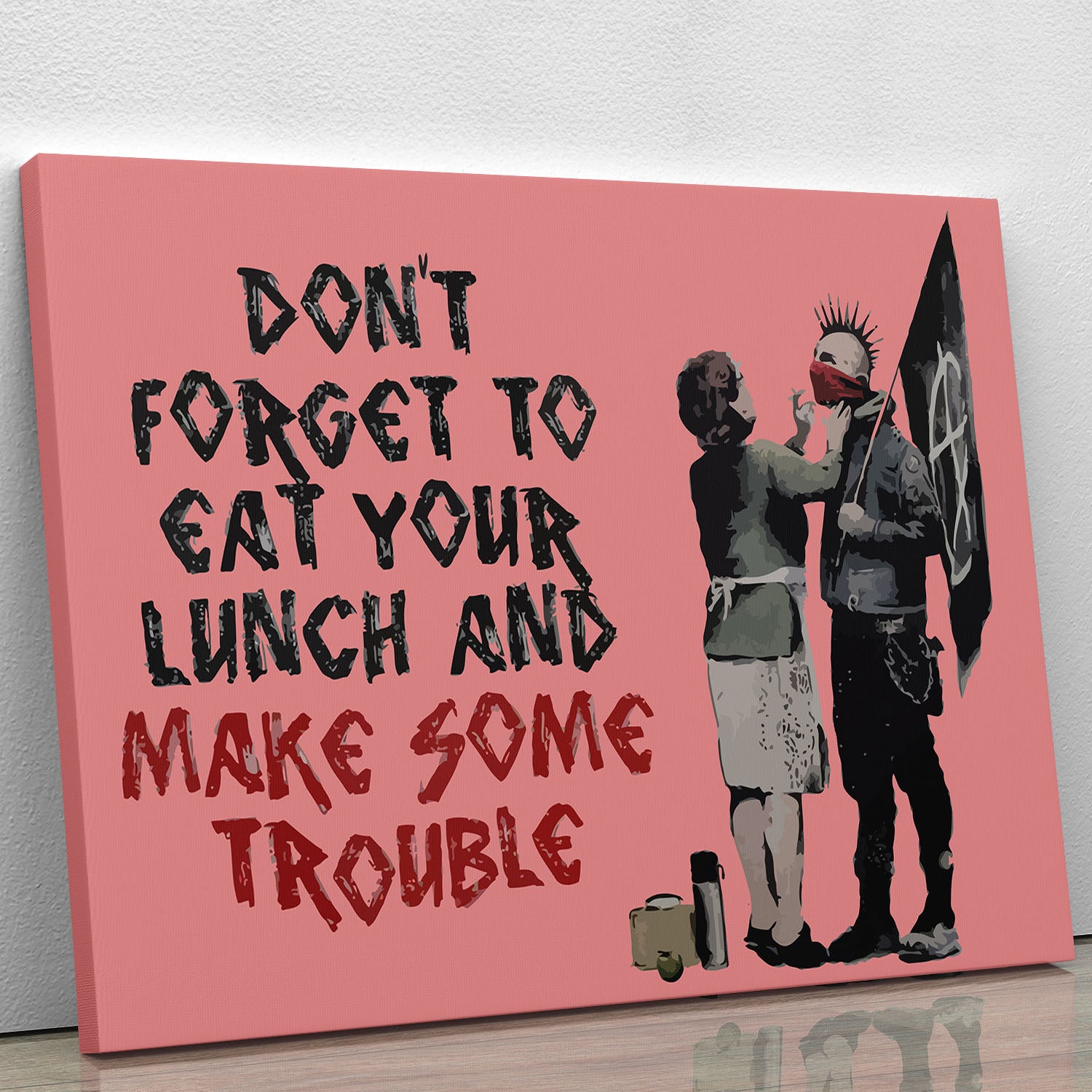 Banksy Make Some Trouble Red Canvas Print or Poster - Canvas Art Rocks - 1