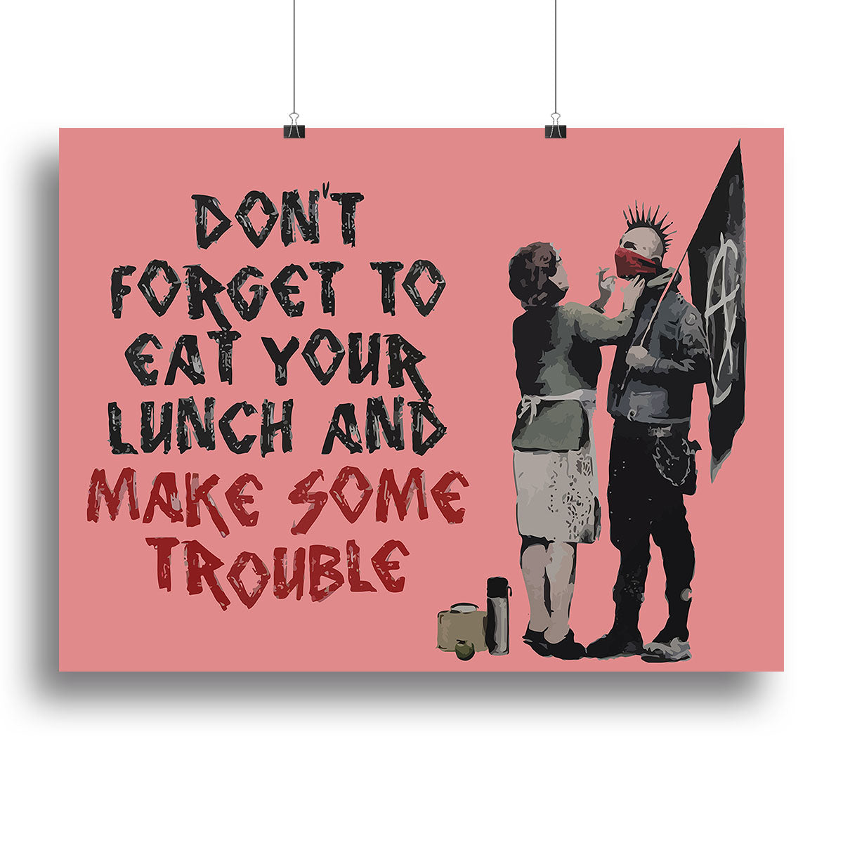 Banksy Make Some Trouble Red Canvas Print or Poster - Canvas Art Rocks - 2