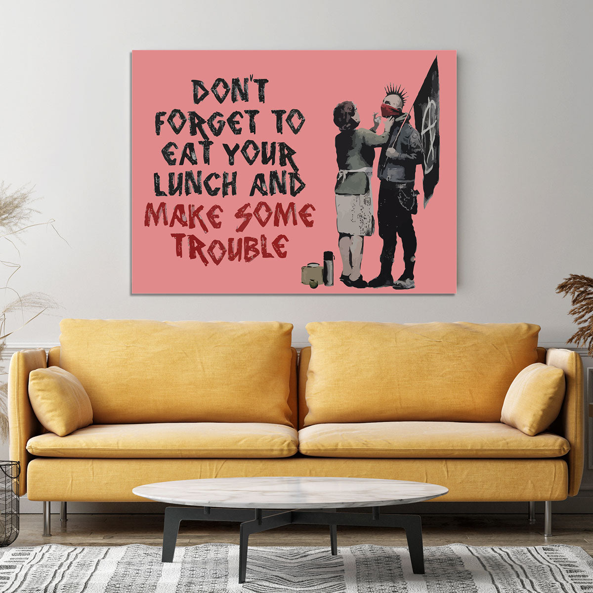 Banksy Make Some Trouble Red Canvas Print or Poster - Canvas Art Rocks - 4