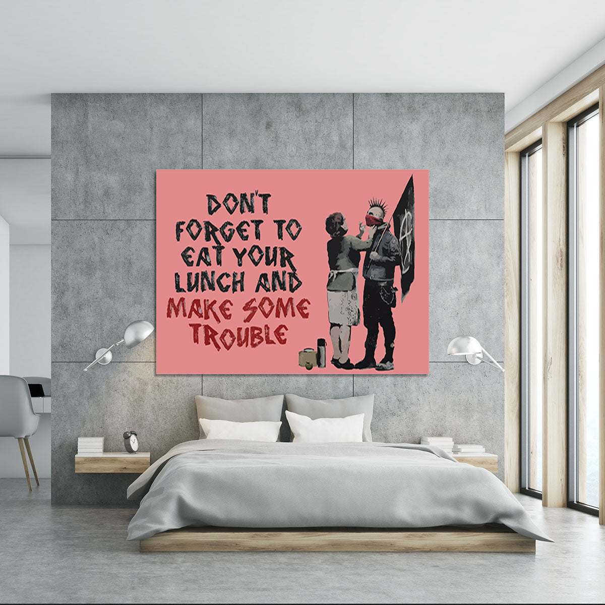 Banksy Make Some Trouble Red Canvas Print or Poster - Canvas Art Rocks - 5