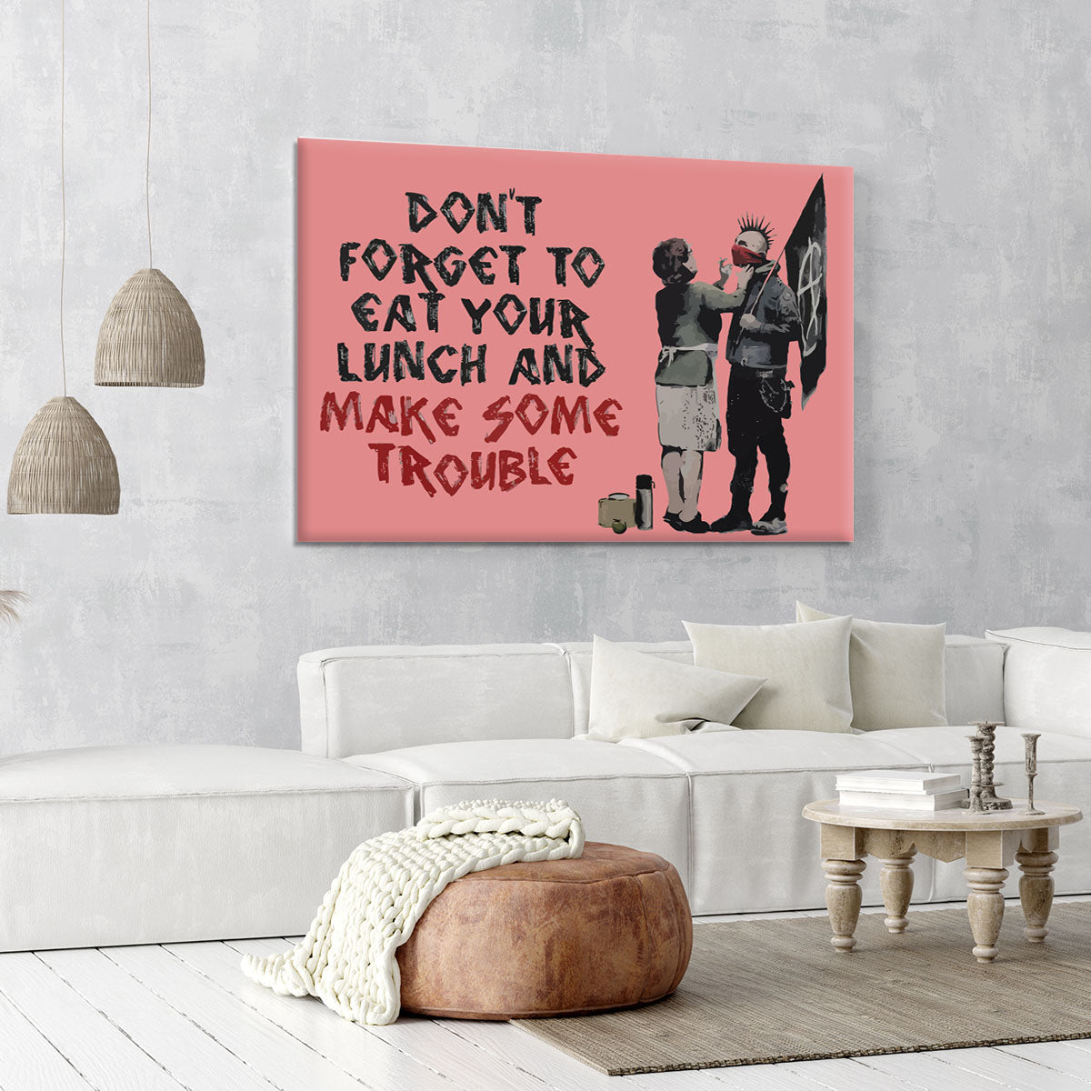 Banksy Make Some Trouble Red Canvas Print or Poster - Canvas Art Rocks - 6