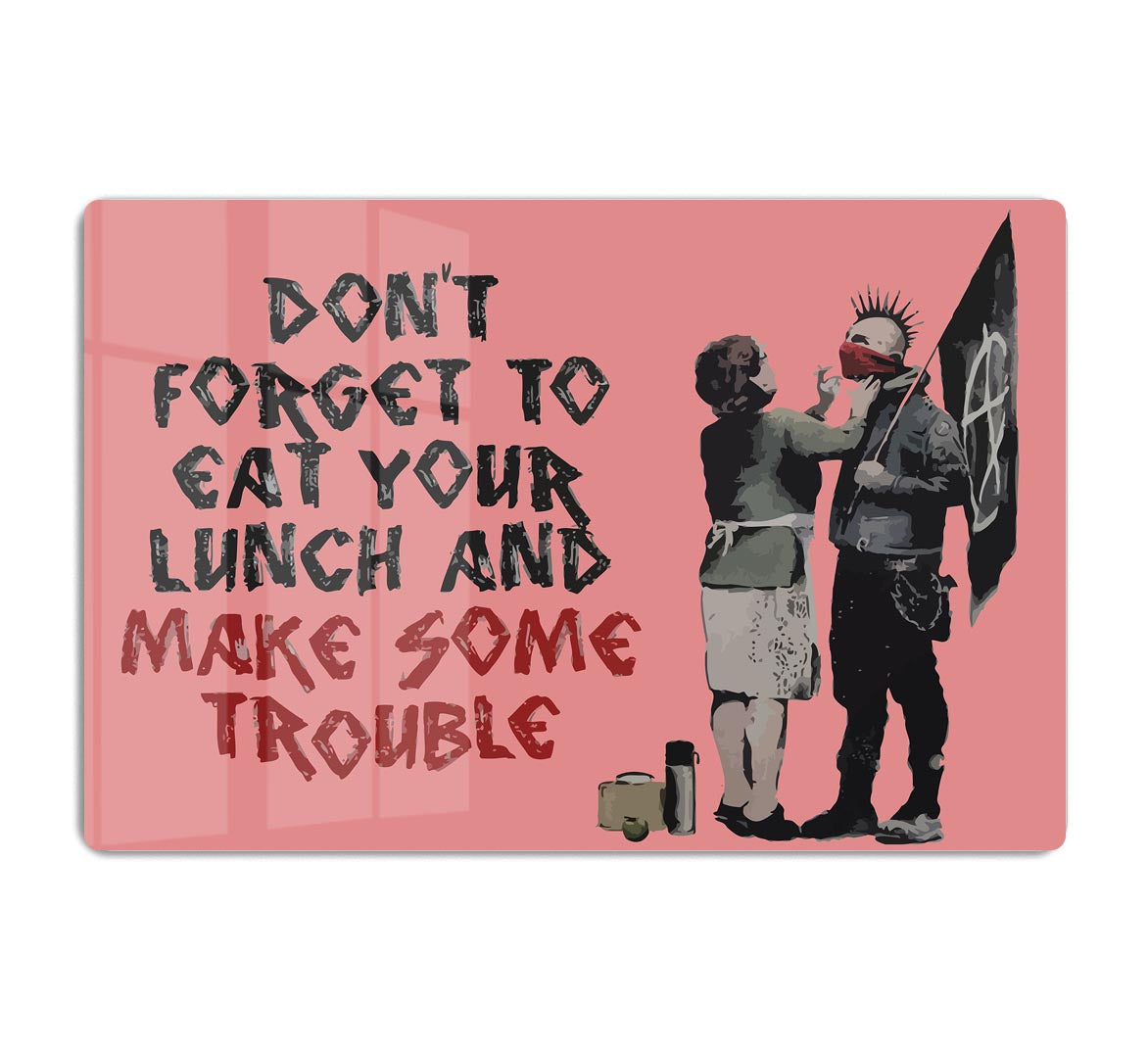 Banksy Make Some Trouble Red Acrylic Block - Canvas Art Rocks - 1