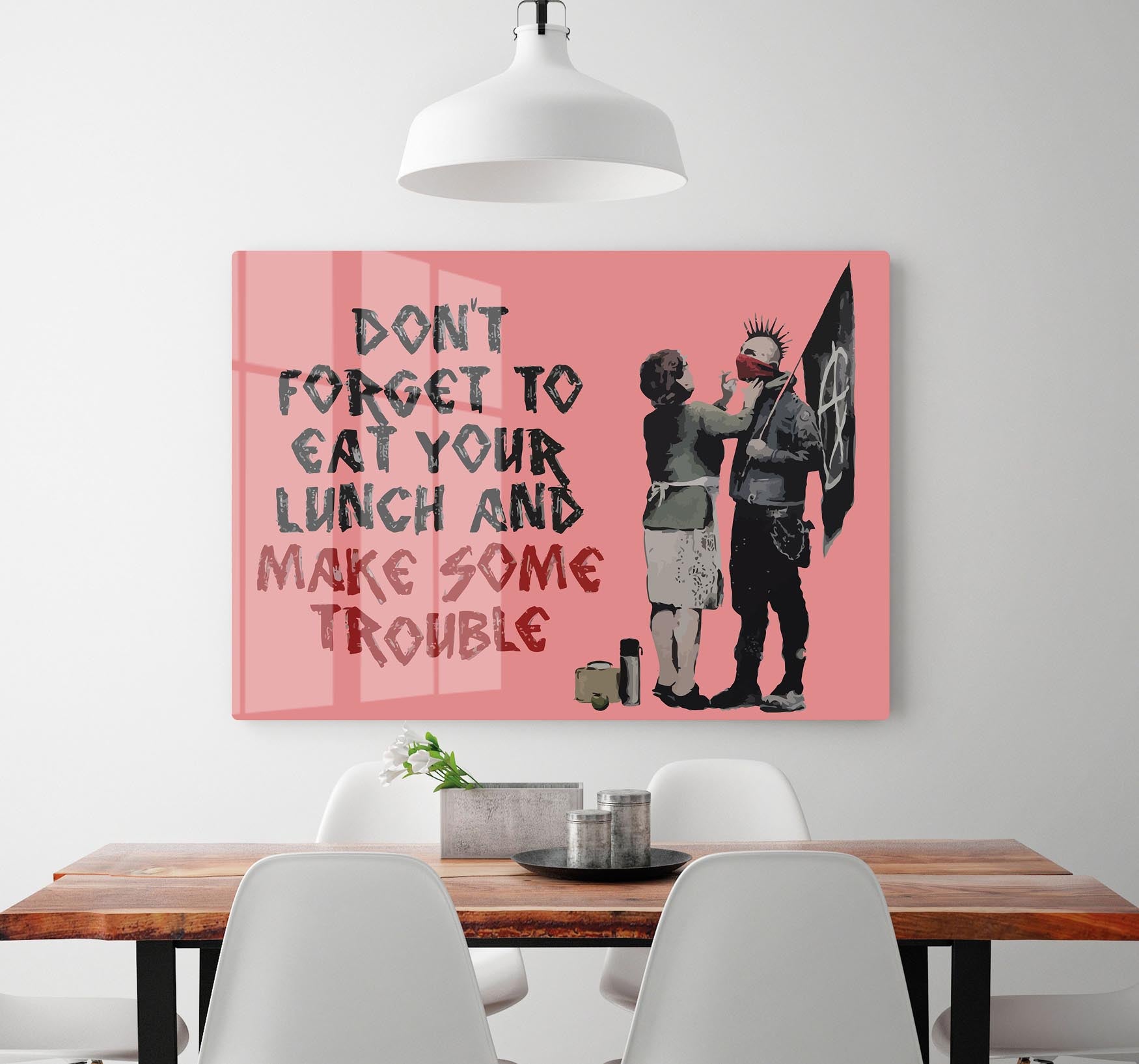 Banksy Make Some Trouble Red Acrylic Block - Canvas Art Rocks - 2