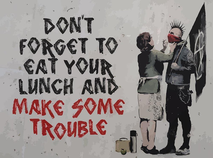 Banksy Make Some Trouble Wall Mural Wallpaper