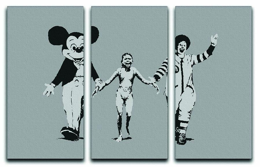 Banksy Mickey And Ronald 3 Split Panel Canvas Print - Canvas Art Rocks - 1