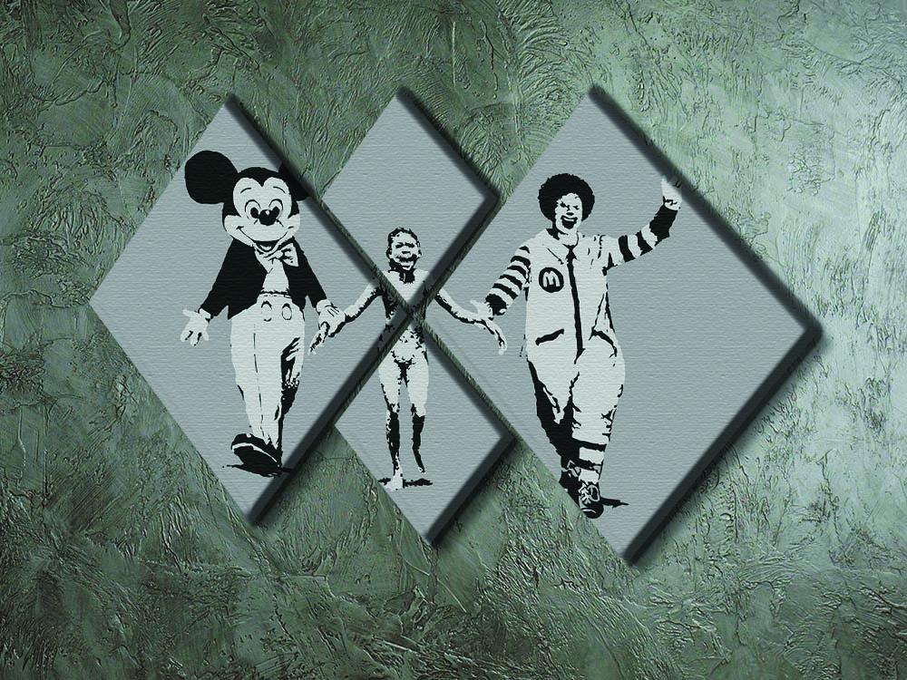 Banksy Mickey And Ronald 4 Square Multi Panel Canvas - Canvas Art Rocks - 2