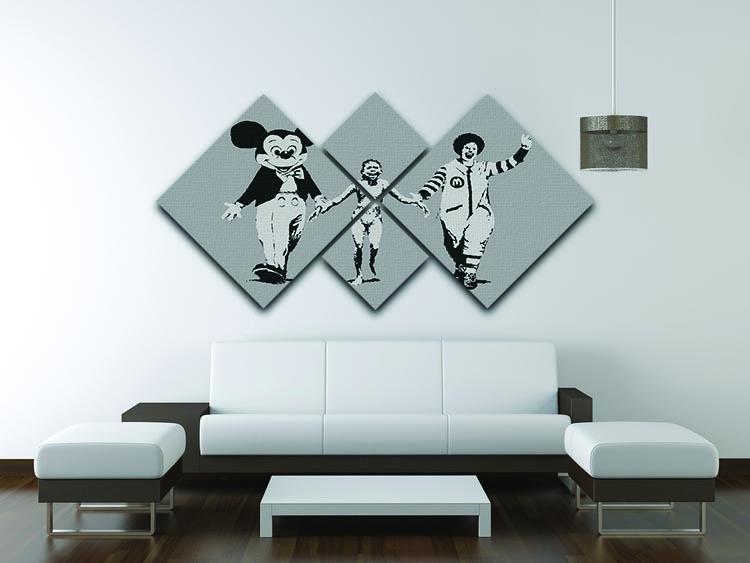 Banksy Mickey And Ronald 4 Square Multi Panel Canvas - Canvas Art Rocks - 3