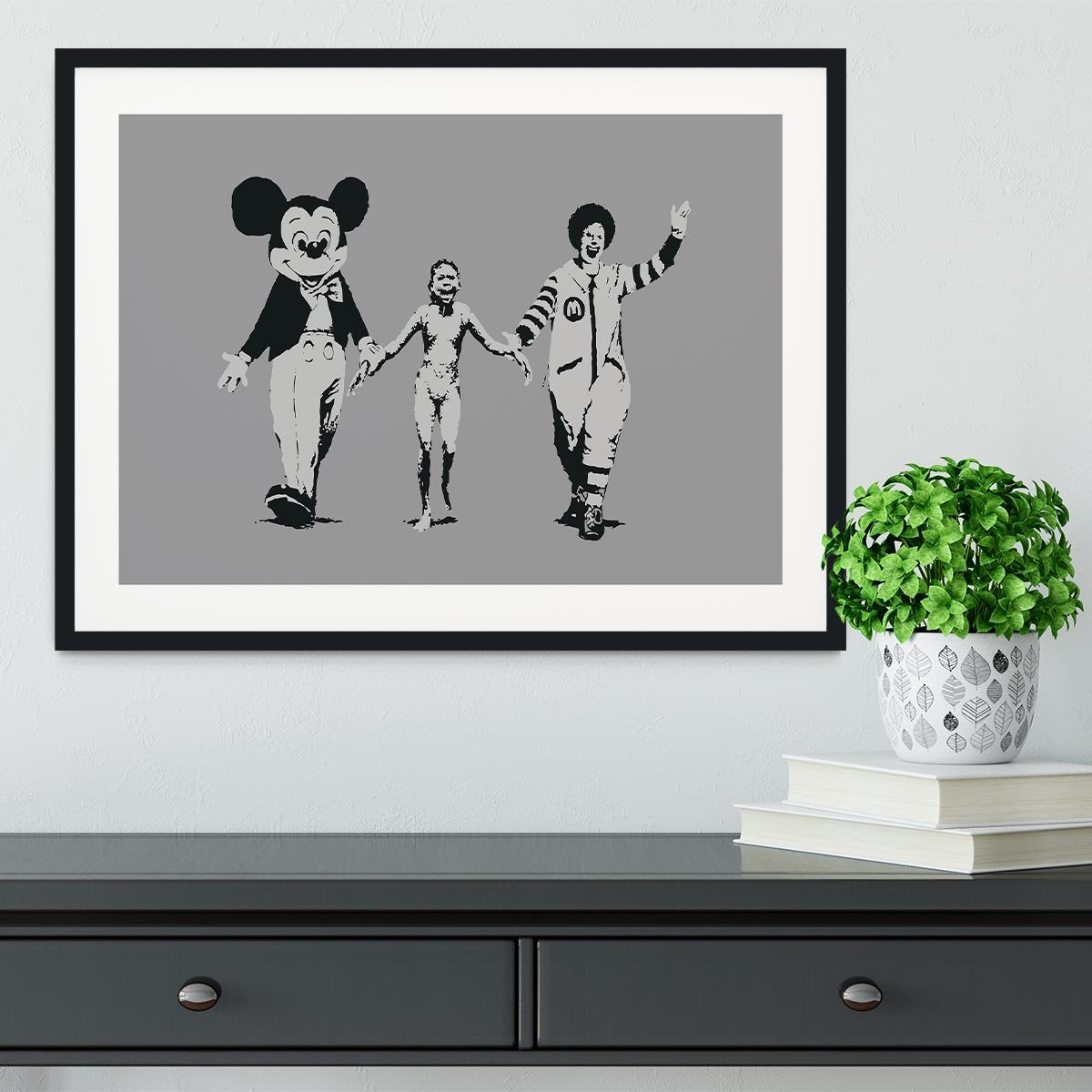 Banksy Mickey And Ronald Framed Print - Canvas Art Rocks - 1