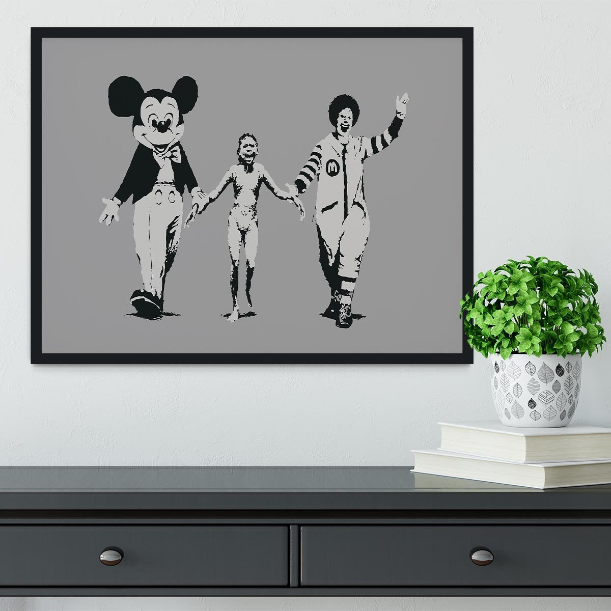 Banksy Mickey And Ronald Framed Print - Canvas Art Rocks - 2
