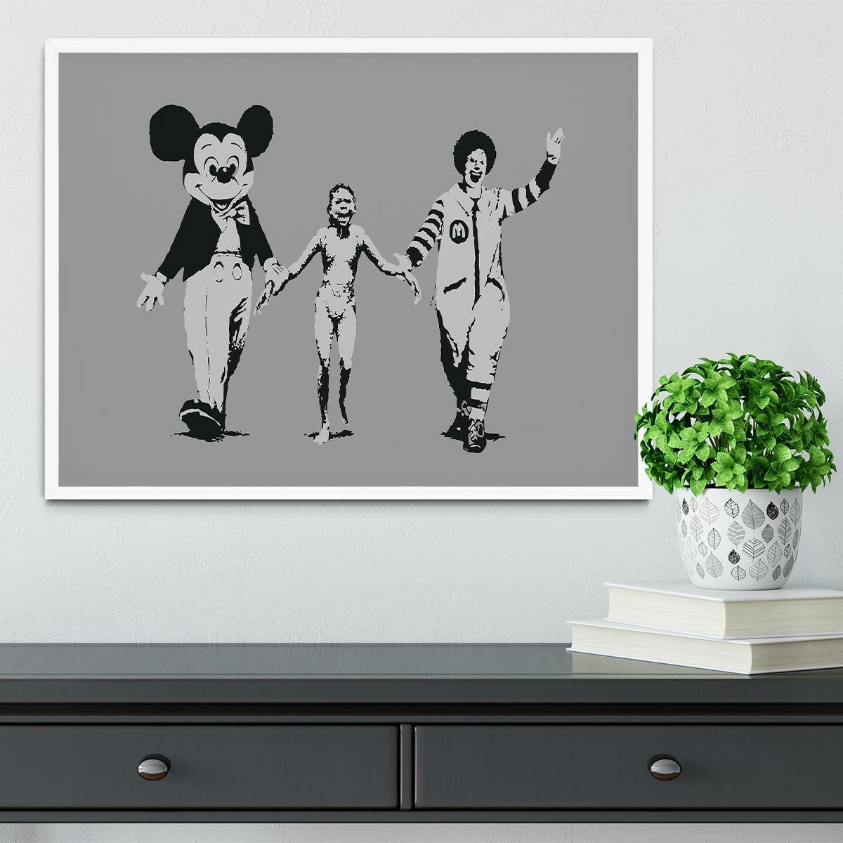 Banksy Mickey And Ronald Framed Print - Canvas Art Rocks -6