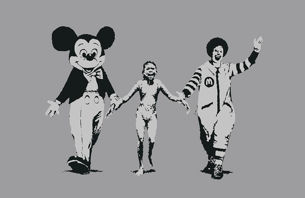 Banksy Mickey And Ronald Wall Mural Wallpaper - Canvas Art Rocks - 1