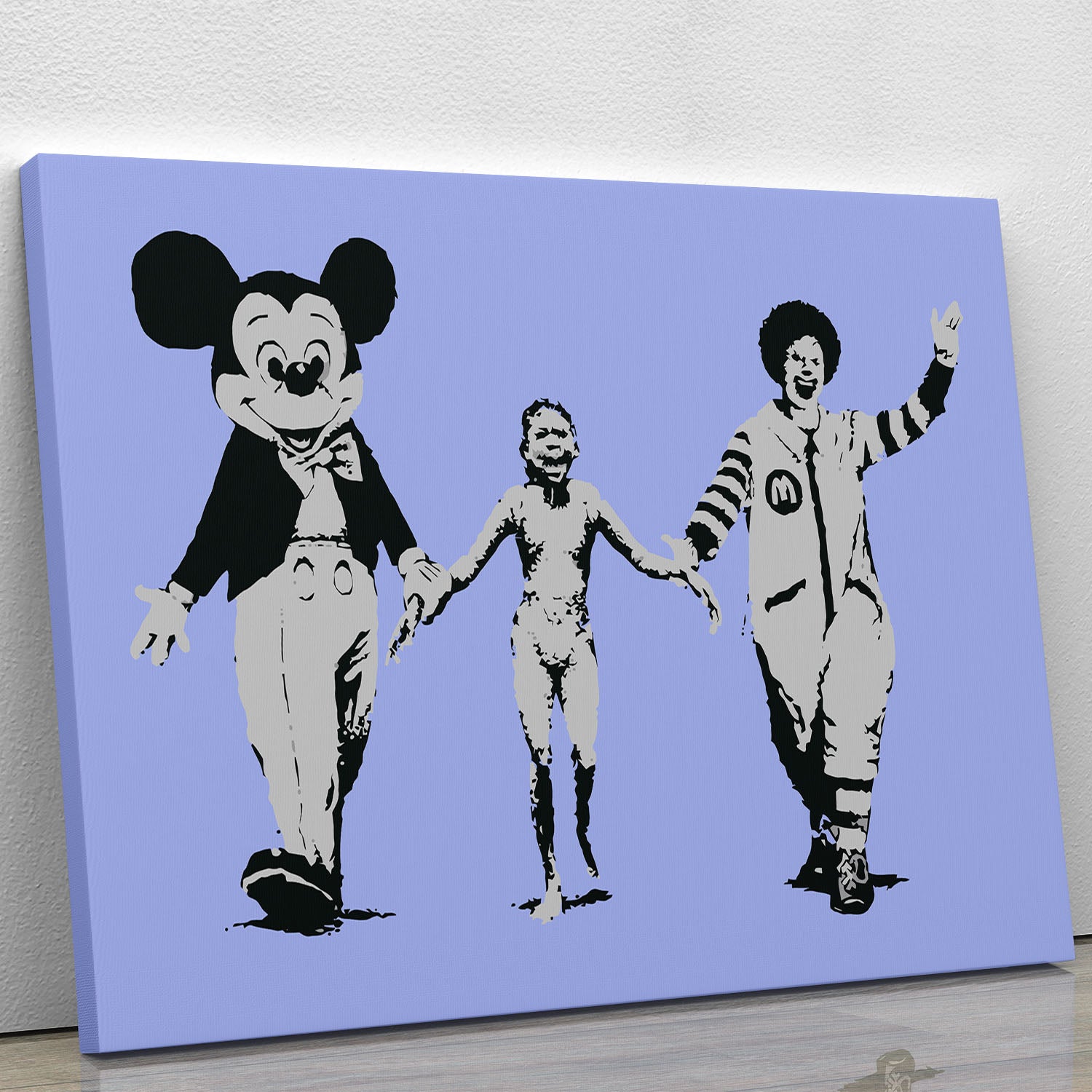 Banksy Mickey and Ronald Blue Canvas Print or Poster - Canvas Art Rocks - 1