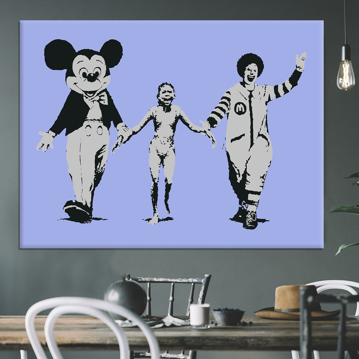 Banksy Mickey and Ronald Blue Canvas Print or Poster - Canvas Art Rocks - 3
