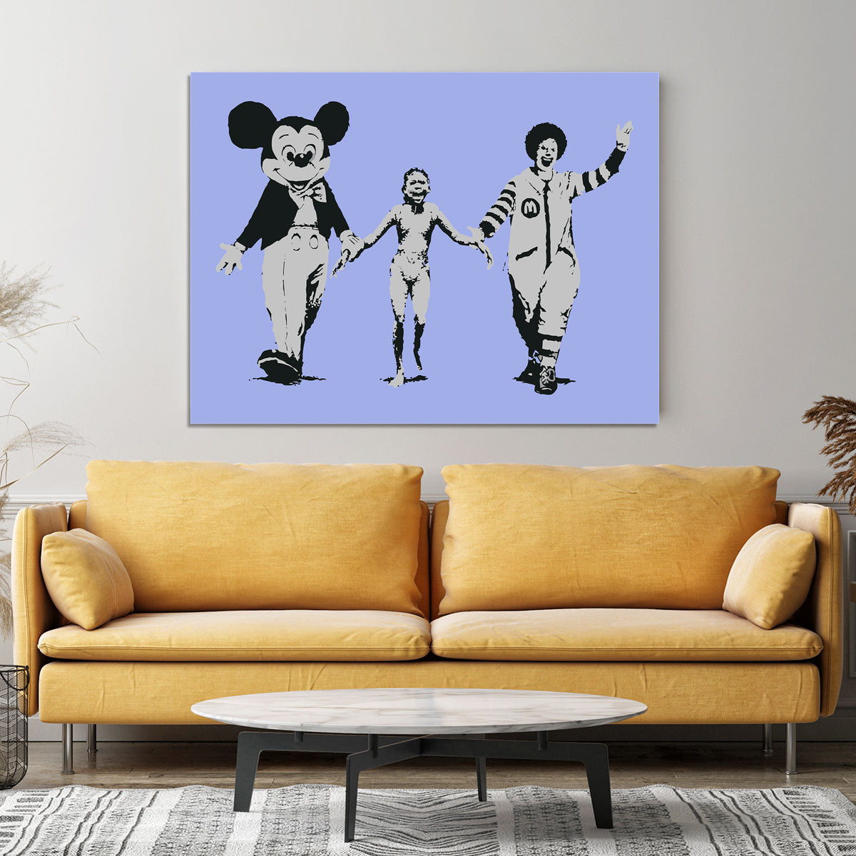 Banksy Mickey and Ronald Blue Canvas Print or Poster - Canvas Art Rocks - 4